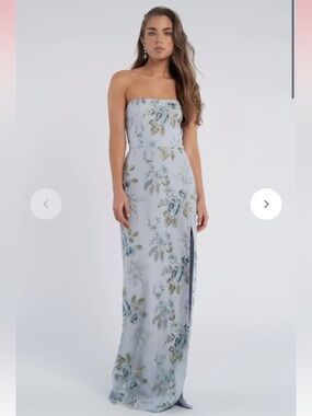Jenny Yoo Mercy Light Blue Strapless Floral Gown